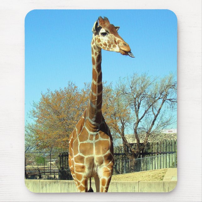 GIRAFFE STICKING IT'S TONGUE OUT MOUSE PAD (Front)