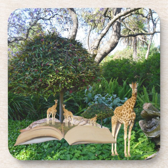 Giraffe Story Book Time, Coaster (Front)