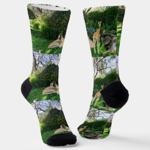 Giraffe Story Book Time, Crew Socks