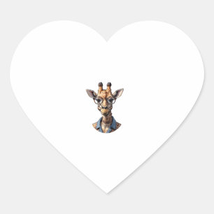Giraffe_ Stylish in Glasses Heart Sticker