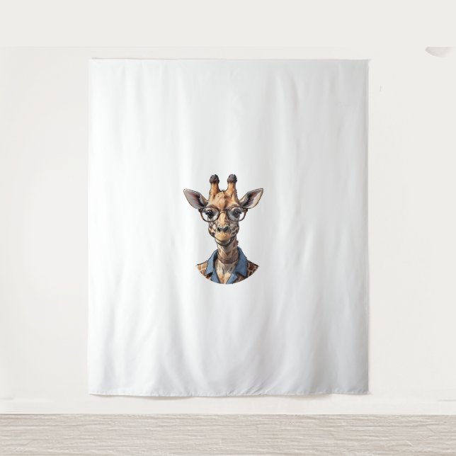Giraffe_ Stylish in Glasses   Tapestry (Front)