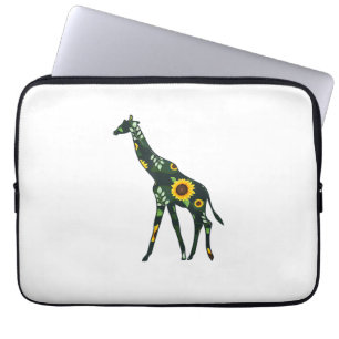 Giraffe Sunflower Girl Floral Ruminant Hawaiian Wo Laptop Sleeve