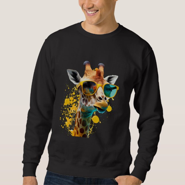 Giraffe sunglasses vacation sun nature vacationer  sweatshirt (Front)