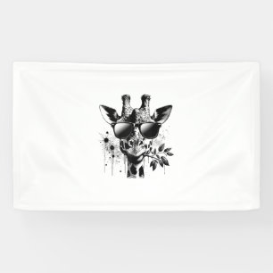Giraffe & Sunglasses Vintage Urban Safari Animal W Banner