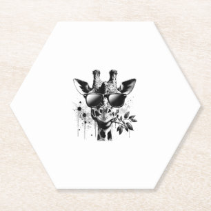Giraffe & Sunglasses Vintage Urban Safari Animal W Paper Coaster
