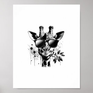 Giraffe & Sunglasses Vintage Urban Safari Animal W Poster