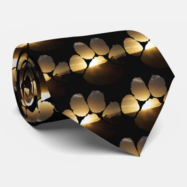 Giraffe Sunset Footprint Neck Tie (Rolled)