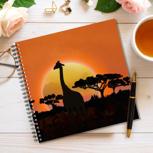 Giraffe Sunset Notebook African Safari Wildlife