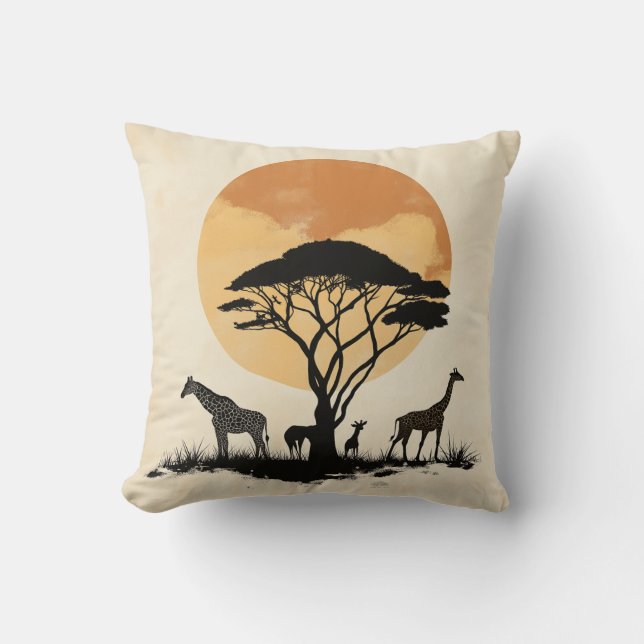 Giraffe Sunset Safari Pillow (Front)