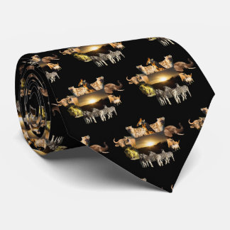 Giraffe Sunset Wildlife Frame Neck Tie