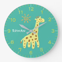 Giraffe & Sunshine Personalised Kids Wall Clock