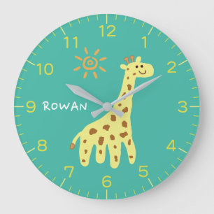 Giraffe & Sunshine Personalised Kids Wall Clock