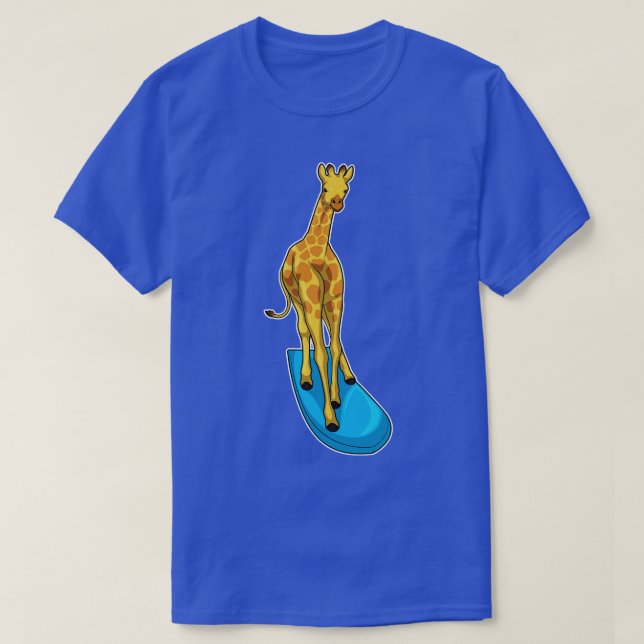 Giraffe Surfer Surfboard T-Shirt (Design Front)