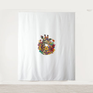 Giraffe Surrounded By Colourful Flowers _1 Tapestry