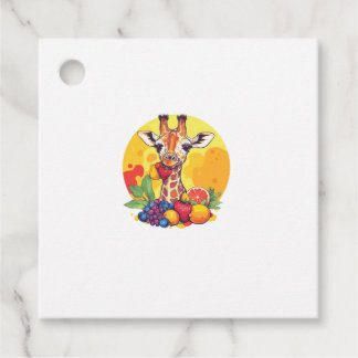 Giraffe Surrounded By Fruits Favour Tags
