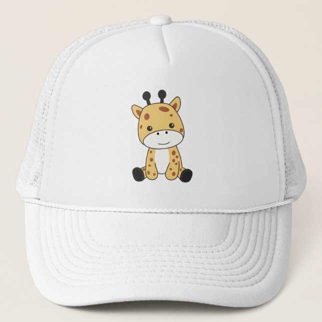 Giraffe Sweet Animals For Kids Giraffes Zoo Animal Trucker Hat (Front)