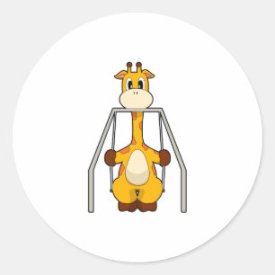 Giraffe Swing Classic Round Sticker