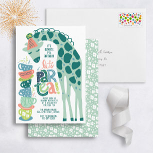 Giraffe Tea Party Kids Birthday Party Invitation