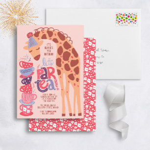Giraffe Tea Party Kids Birthday Party Invitation