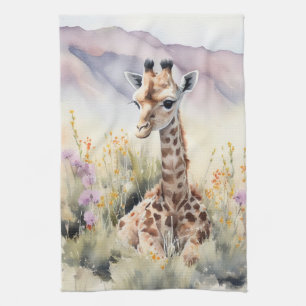 Giraffe tea towel