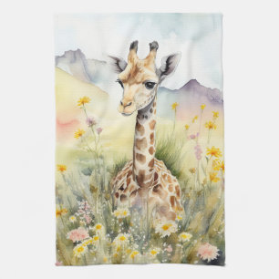 Giraffe tea towel