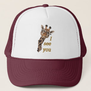 Giraffe.Text.I see you Trucker Hat