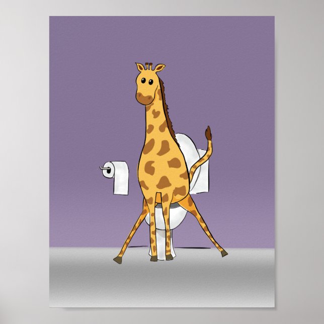Giraffe Toilet Bathroom Wall Art Print (Front)