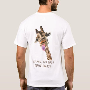 Giraffe Tongue Out and Playful Wink - Your Text T-Shirt