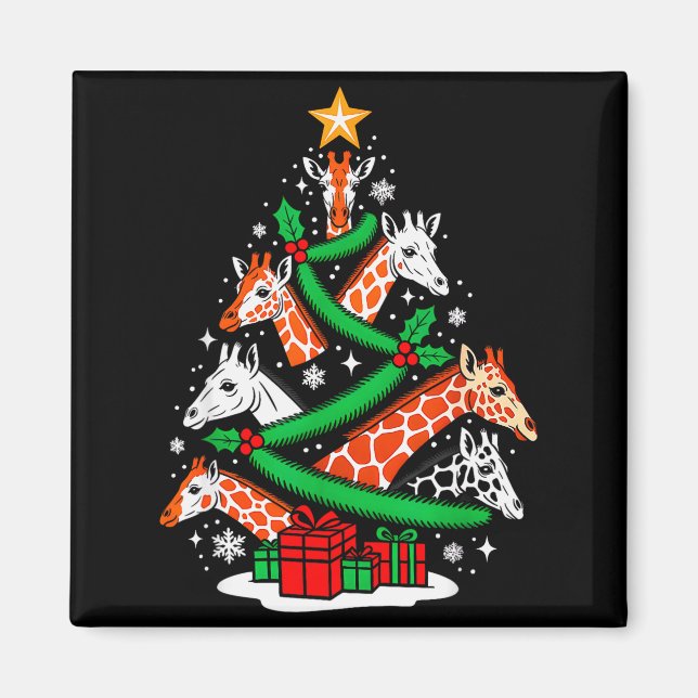 Giraffe Tree Christmas Giraffe Lover Xmas Squad Me Magnet (Front)