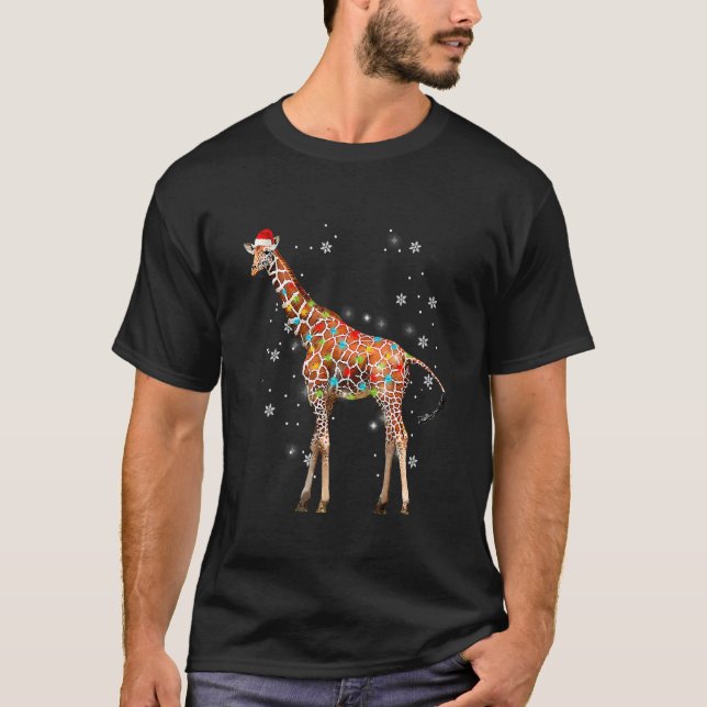 Giraffe Tree Light Christmas Sweater Xmas Animal   (Front)