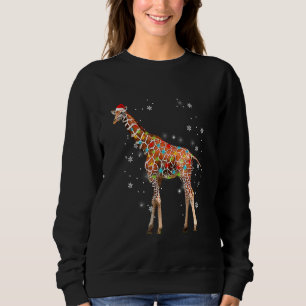 Giraffe Tree Light Christmas Sweater Xmas Animal  
