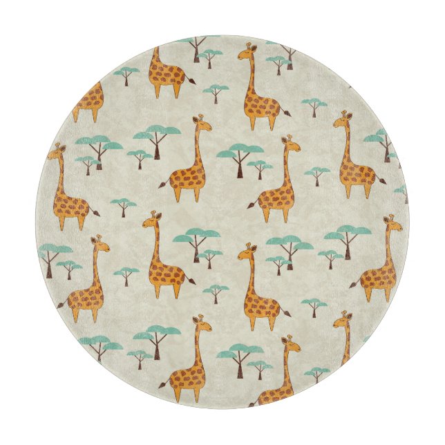 Giraffe tree vintage pattern. cutting board (Front)