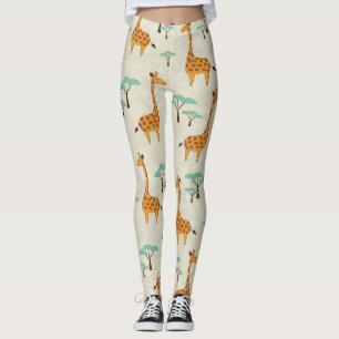 Giraffe tree vintage pattern. leggings