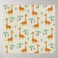 Giraffe tree vintage pattern.