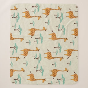 Giraffe tree vintage pattern. sherpa blanket