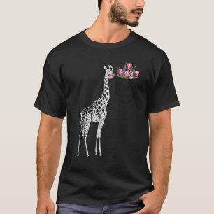 Giraffe Tulip Flower Kids Adults Cute Animal Pocke T-Shirt