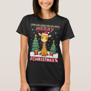 Giraffe Ugly Christmas Sweaters Funny Santa Hat Li