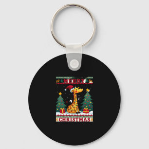 Giraffe Ugly Christmas Sweaters Funny Santa Hat Li Key Ring