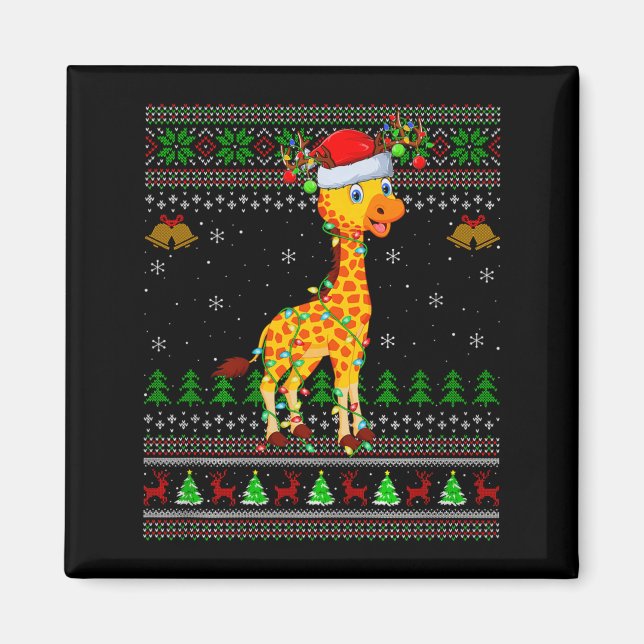 Giraffe Ugly Christmas Sweaters Holiday Santa Cute Magnet (Front)