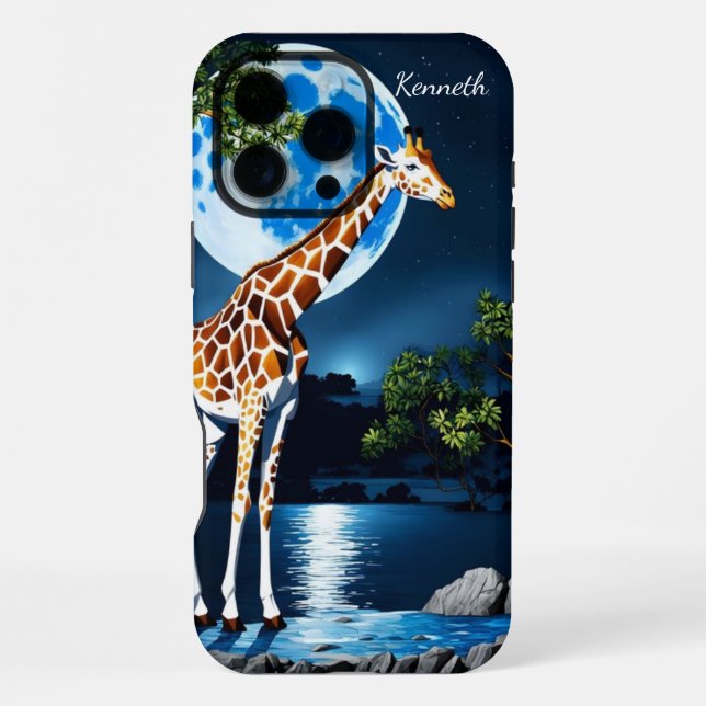 Giraffe Under Full Moon iPhone Case (Back)