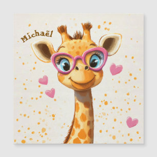 Giraffe Valentine's Day Heart Badge Kids School