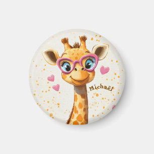 Giraffe Valentine's Day Heart Badge - Kids School Magnet
