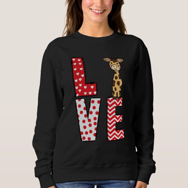 Giraffe Valentines Day Love Valentine Cute Hearts Sweatshirt (Front)