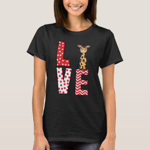 Giraffe Valentines Day Love Valentine Cute Hearts T-Shirt