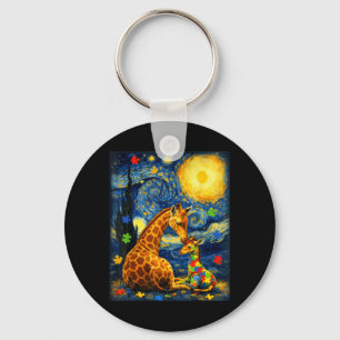 Giraffe Van Gogh Animals Autism Awareness Matching Key Ring