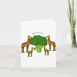 Giraffe Vegetarian Family Eating Broccoli T Shirt  Card