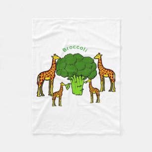 Giraffe Vegetarian Family Eating Broccoli T Shirt  Fleece Blanket