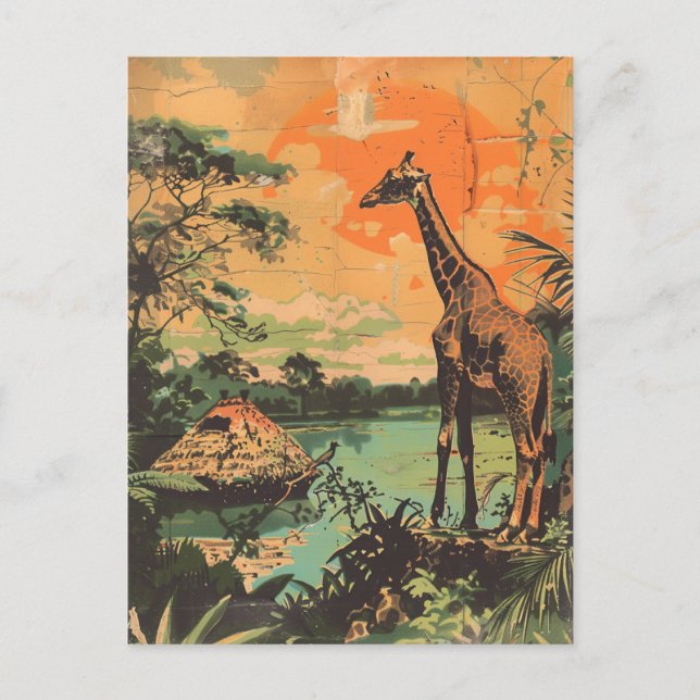 Giraffe vintage  postcard (Front)