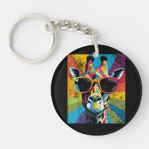 Giraffe Vintage Sunglasses Funny African Animal Key Ring