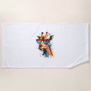 Giraffe Vintage Sunglasses Funny African Animal Lo Beach Towel